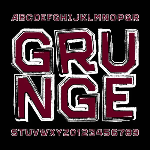 Soyut Grunge Alfabe Yazı Tipi Dağınık Büyük Harfler Sayılar Tipografi — Stok Vektör