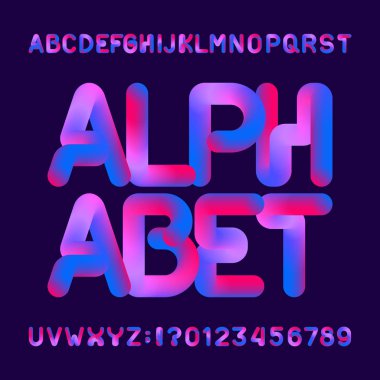 Esnek 3b alfabe yazı tipi. Büyük harfler ve sayılar. Tipografi tasarımınız için vektör yazı.