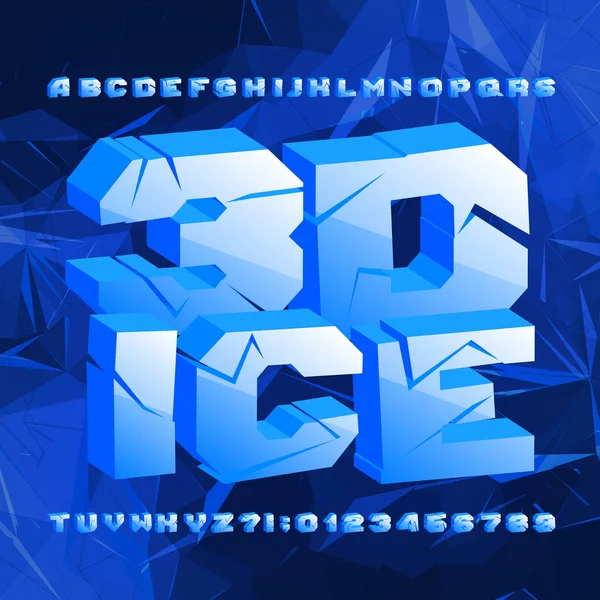 Ice Alphabet Fuente Letras Números Agrietados Sobre Fondo Poligonal Archivo — Vector de stock