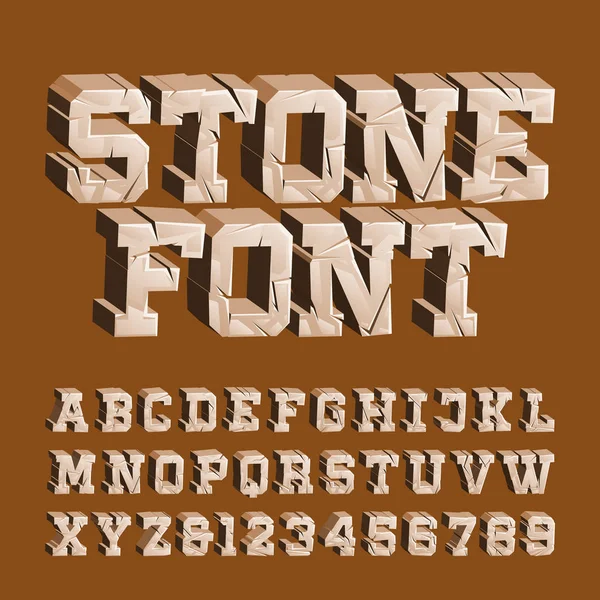 Fuente Cracked Stone Alphabet Letras Números Dañados Archivo Vector Tipográfico — Vector de stock