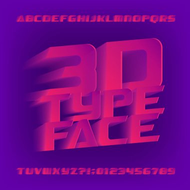 Soyut 3b alfabe yazı tipi. 3b efekt harfleri ve sayıları. Tasarımınız için stok vektör typescript.