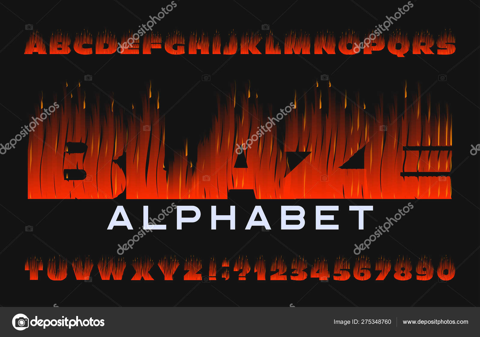 Blaze Alphabet Font Flame Effect Type Letters Numbers Dark Background Stock Vector Image By C Epifantsev 275348760