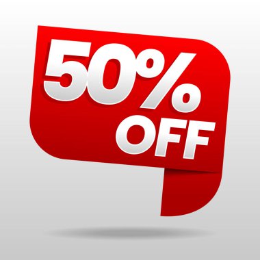 Satış %50 indirim. İndirim veya özel teklif. Reklam kampanyası. Stok vektör illüstrasyon.