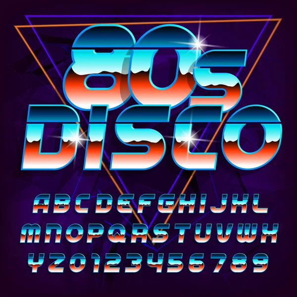 80S Disco Alphabet Font Letters Numbers Symbols Abstract Background Stock — Stock Vector