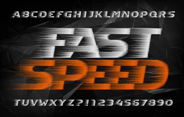 Fast Speed Fonte Alfabeto Efeito Vento Digite Letras Números Fundo —  Vetores de Stock