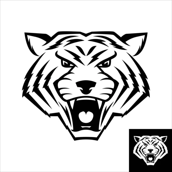 Logo Icono Cabeza Gato Salvaje Color Blanco Negro Versión Inversión — Archivo Imágenes Vectoriales