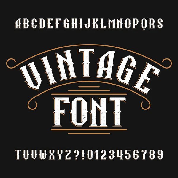 Czcionka Alfabetu Vintage Uszkodzone Retro Litery Cyfry Stylu Wild West — Wektor stockowy