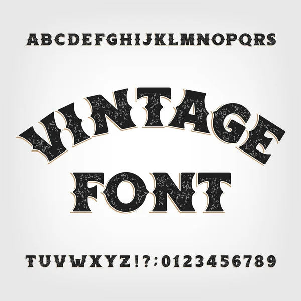 Vintage Alfabet Lettertype Rommelig Retro Letters Cijfers Wilde Westen Stijl — Stockvector