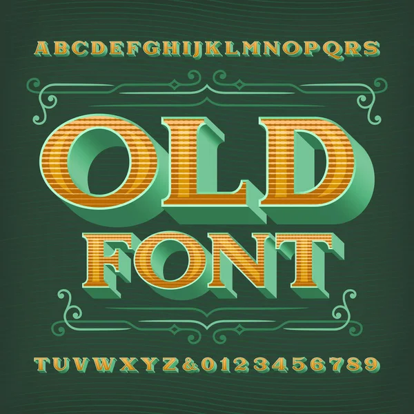 旧字母字体 复古字母和数字 排版设计的矢量类型脚本 — 图库矢量图片