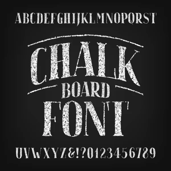 Chalk Board Alphabet Font Handwritten Uppercase Retro Letters Numbers Stock — Stock Vector