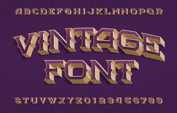Vintage Alfabet Lettertype Effect Bekraste Letters Cijfers Vector Typescript Voor — Stockvector