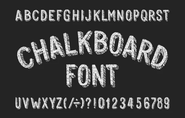 チョークのアルファベットフォント 手描きの乱雑な文字と数字 ストックベクトルタイプスクリプト — ストックベクタ