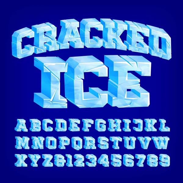 Kırık Buz Alfabesi Yazı Tipi Harfler Sayılar Tipografi Tasarımınız Için — Stok Vektör