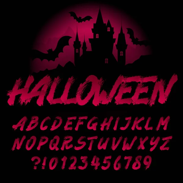 Schrift Für Das Halloween Alphabet Handgeschriebene Pinselstriche Buchstaben Und Zahlen — Stockvektor