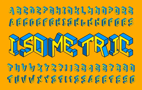 Fonte Alphabet Isométrique Lettres Chiffres Géométriques Simples Dactylographie Vectorielle Stock — Image vectorielle