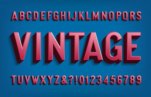 Fonte Alfabeto Vintage Letras Números Estilo Dos Anos Tipografia Vetorial — Vetor de Stock