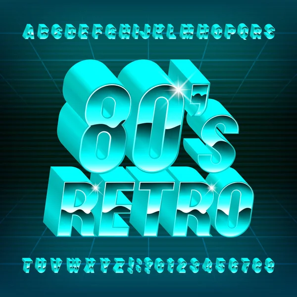 80S Retro Alphabet Font Letters Numbers 80S Style Stock Vector — Stock Vector