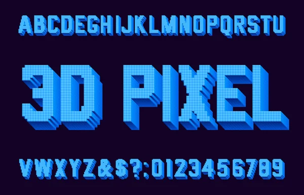 Fonte Alfabeto Pixel Letras Números Efeito Digitais Cara Tipo Jogo — Vetor de Stock