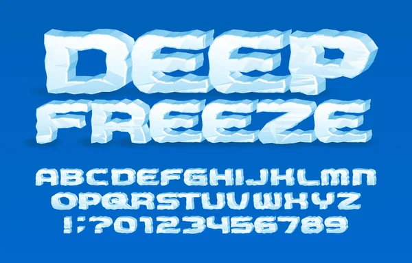 Deep Freeze Alphabet Font Cartoon Ice Letters Numbers Stock Vector — Stock Vector