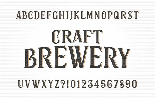 Craft Brewery Alfabeto Fuente Letras Números Manuscritos Antiguos Archivo Vector — Vector de stock
