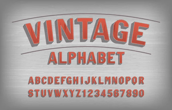 Fuente Alfabeto Vintage Letras Números Escritos Mano Retro Archivo Vector — Vector de stock