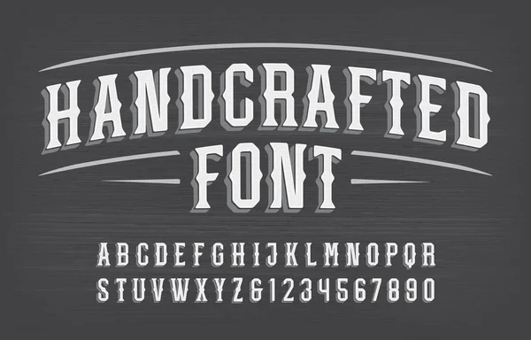 Handgemaakt Alfabet Lettertype Vintage Handgeschreven Letters Cijfers Rommelige Houten Achtergrond — Stockvector