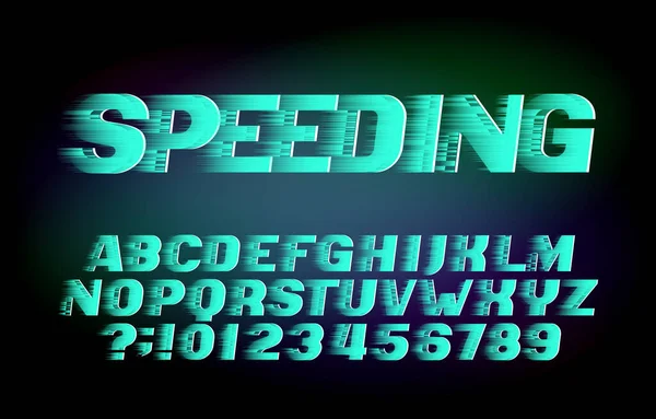 Snelheid Alfabet Lettertype Windeffect Letters Cijfers Voorraad Vector Lettertype Voor — Stockvector