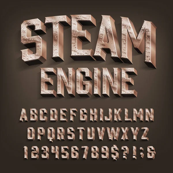 Steam Alphabet Font Steampunk Brass Letters Numbers Stock Vector ...