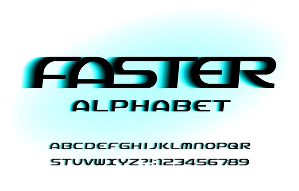 Schnellere Alphabet Schrift Speed Effekt Buchstaben Und Zahlen Aktienvektortyposkript Für — Stockvektor