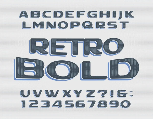 Czcionka Alfabetu Retro Bold Stare Ręcznie Pisane Litery Cyfry Pismo — Wektor stockowy
