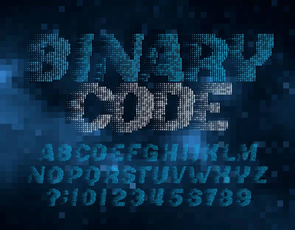 Schrift Für Binärcode Alphabet Digitale Buchstaben Und Zahlen Aus Und — Stockvektor