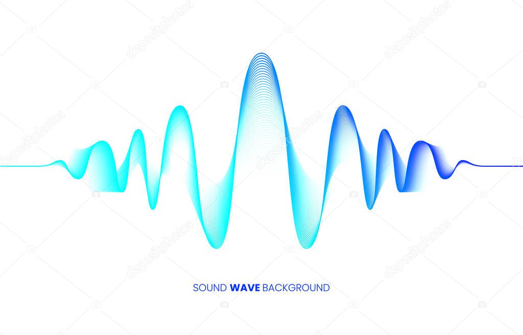 Vector sound wave background. Voice and sound recognition concept. White background. Stock vector illustration in high-tech style.