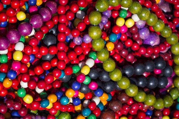 Fondo Colorido Perlas Madera Para Niños — Foto de Stock