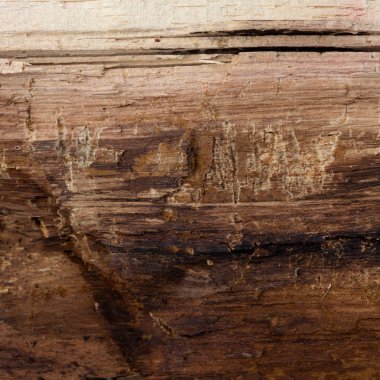 Günlükteki hatalar ve küçük çatlaklar, arka plan için doku. Kahverengi ahşap zemin