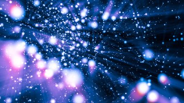 mavi arka plan. işleme parlayan parçacıklar
