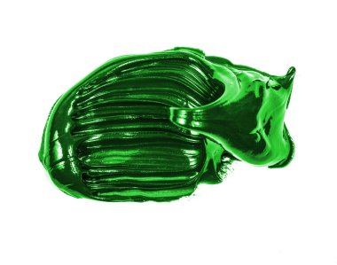 beyaz zemin üzerine yeşil yağlı boya smear