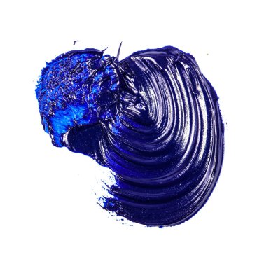 beyaz zemin üzerine mavi yağlı boya smear