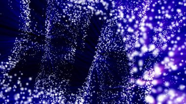 mavi arka plan. işleme parlayan parçacıklar