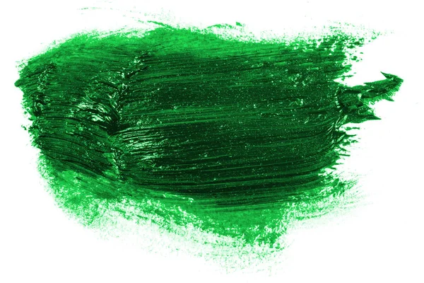 Beyaz Zemin Üzerine Yeşil Yağlı Boya Smear — Stok fotoğraf