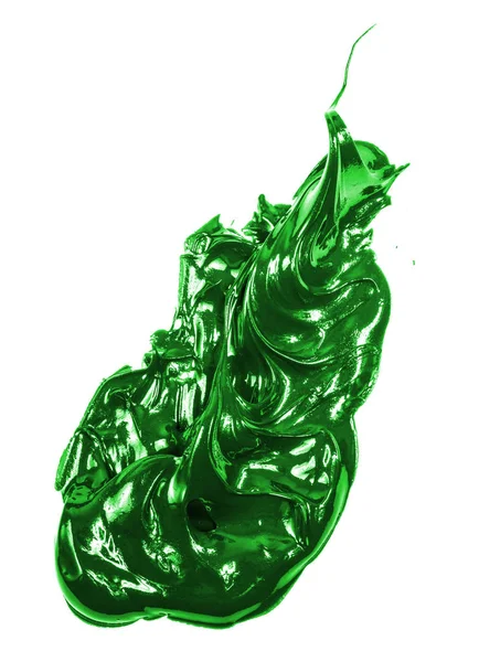 Мазок Зеленої Олійної Фарби Білому Фоні — стокове фото