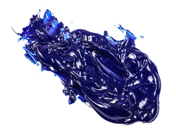 Smear Blue Oil Paint White Background — Stock Photo, Image