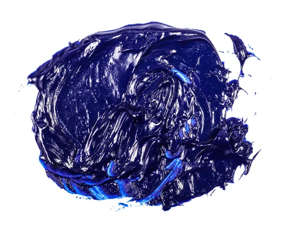 Wymaz Niebieska Farba Olejna Białym Tle — Zdjęcie stockowe