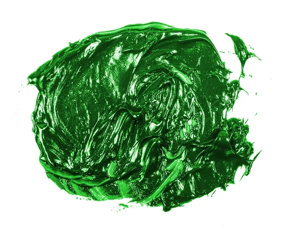 Smear Green Oil Paint White Background — Stock Photo, Image