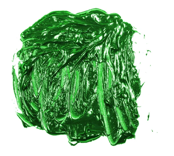 Пятна Зеленой Масляной Краски Белом Фоне — стоковое фото