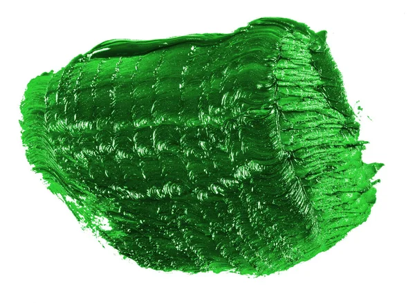 Beyaz Zemin Üzerine Yeşil Yağlı Boya Smear — Stok fotoğraf
