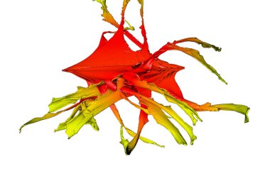 kırmızı turuncu soyut figür. Düşük poli modeli. 3D render