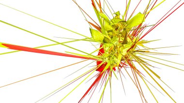 kırmızı turuncu soyut figür. Düşük poli modeli. 3D render