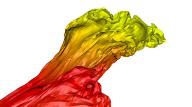 kırmızı turuncu soyut figür. Düşük poli modeli. 3D render