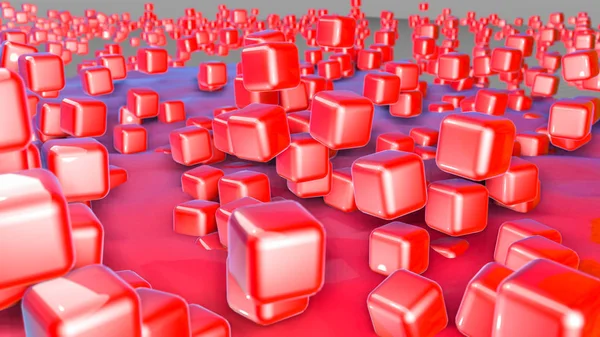 red three-dimensional cubes. abstract background. 3D rendering