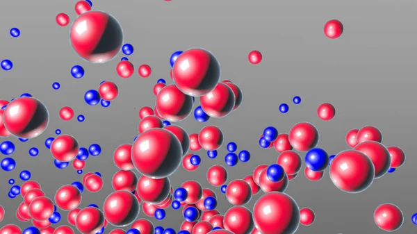 Czerwony Niebieski Kulki Trójwymiarowy Streszczenie Tło Renderowania — Zdjęcie stockowe